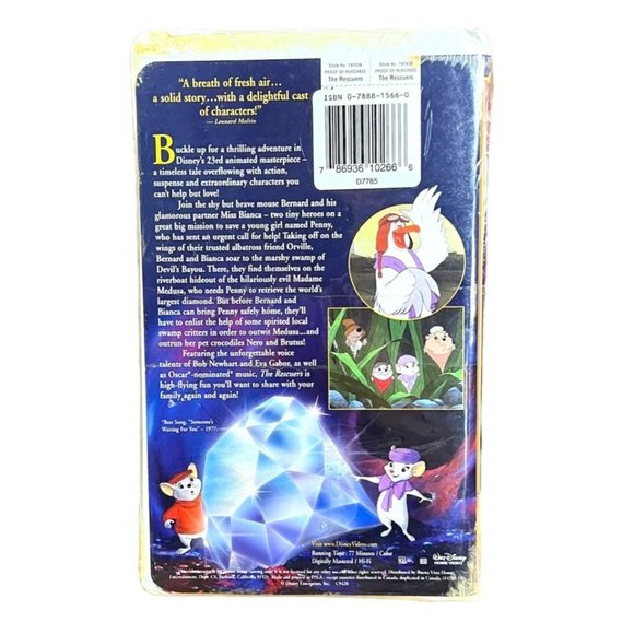 Disney Masterpiece THE RESCUERS Special Reissue VHS Clamshell Sealed - Picture 2 of 3